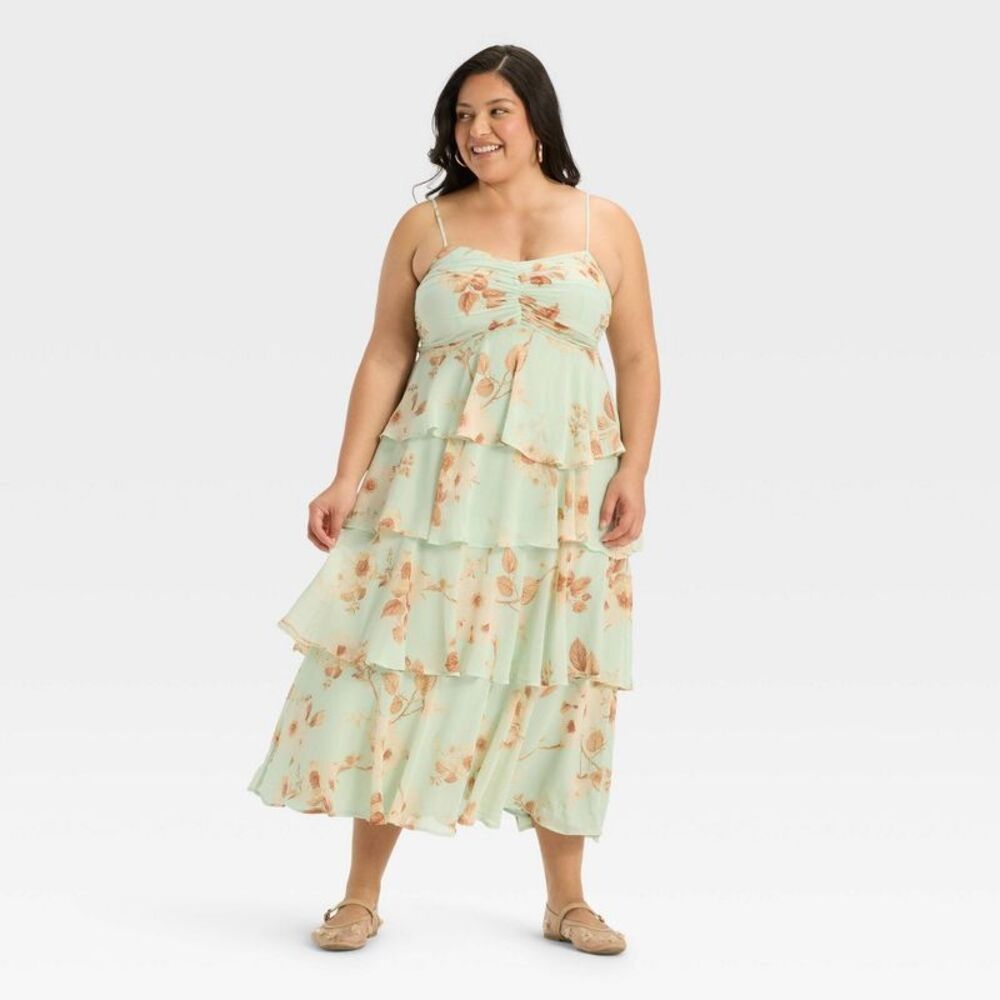 a new day Mint Green Tiered Floral Sundress